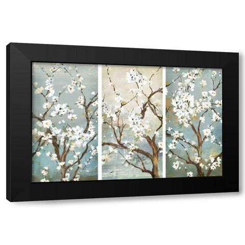 Triptych in Bloom Black Modern Wood Framed Art Print by Jensen, Asia