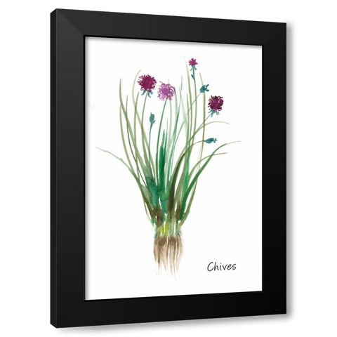 Chives Black Modern Wood Framed Art Print with Double Matting by Jensen, Asia