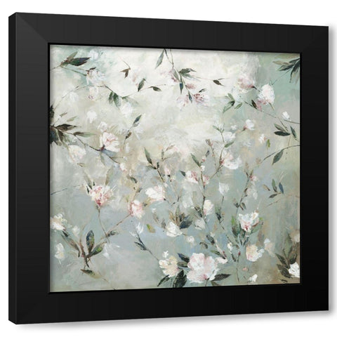 Linen Floral Black Modern Wood Framed Art Print with Double Matting by Jensen, Asia