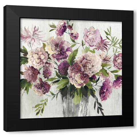Violet Bouquet Black Modern Wood Framed Art Print by Jensen, Asia