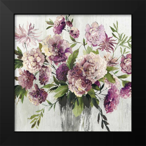 Violet Bouquet Black Modern Wood Framed Art Print by Jensen, Asia