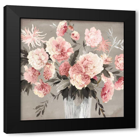 Violet Bouquet Peach Version Black Modern Wood Framed Art Print with Double Matting by Jensen, Asia