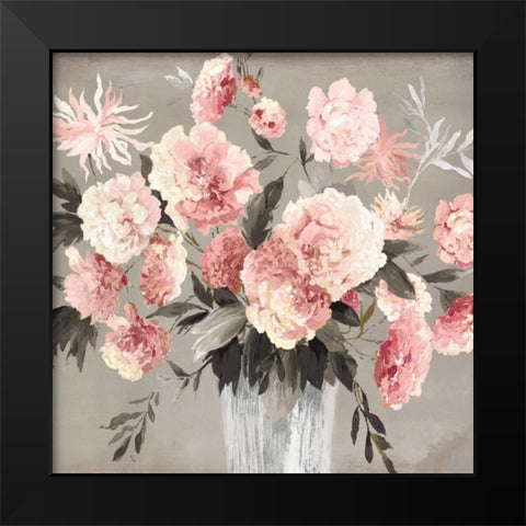 Violet Bouquet Peach Version Black Modern Wood Framed Art Print by Jensen, Asia
