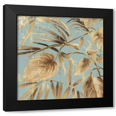 Gold Palms II Black Modern Wood Framed Art Print with Double Matting by Jensen, Asia