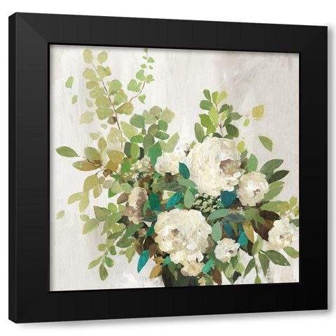 White Roses Black Modern Wood Framed Art Print by Jensen, Asia