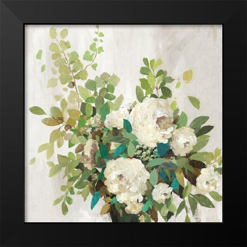 White Roses Black Modern Wood Framed Art Print by Jensen, Asia