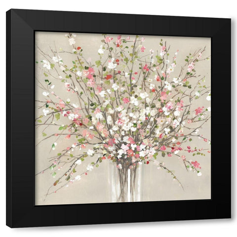 Peach Blossom Black Modern Wood Framed Art Print by Jensen, Asia