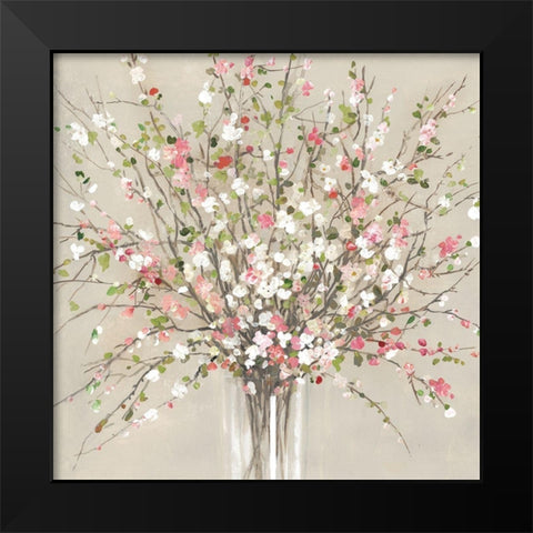 Peach Blossom Black Modern Wood Framed Art Print by Jensen, Asia