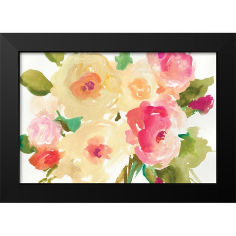 Yellow Roses Black Modern Wood Framed Art Print by Jensen, Asia