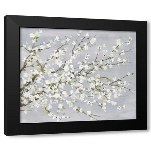 White Blossoms Black Modern Wood Framed Art Print by Jensen, Asia