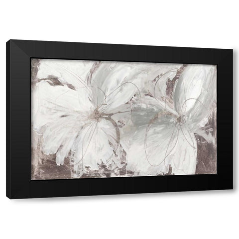 Silver Floral Black Modern Wood Framed Art Print with Double Matting by Jensen, Asia