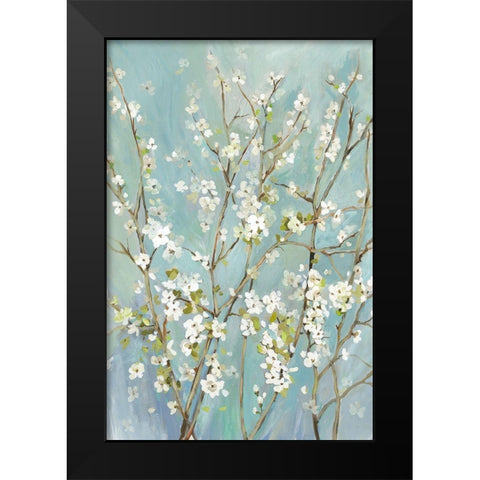 Teal Almond Blossoms Black Modern Wood Framed Art Print by Jensen, Asia