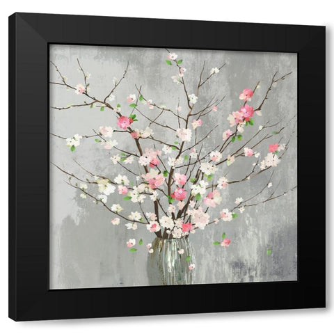 Delicate Pink Blooms  Black Modern Wood Framed Art Print by Jensen, Asia