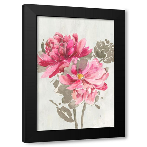 Ink Peony  Black Modern Wood Framed Art Print by Jensen, Asia