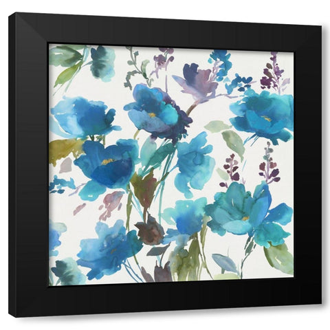 Blue Flower Garden I Black Modern Wood Framed Art Print by Jensen, Asia