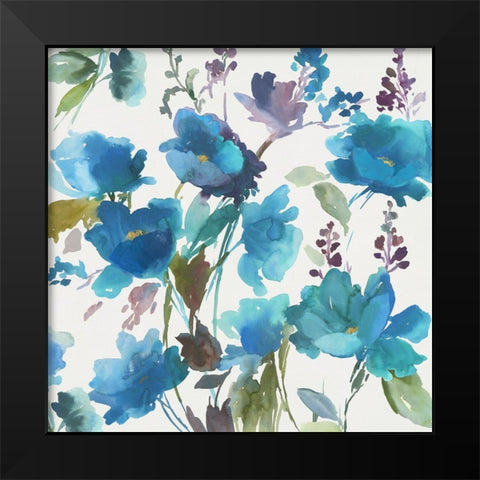 Blue Flower Garden I Black Modern Wood Framed Art Print by Jensen, Asia