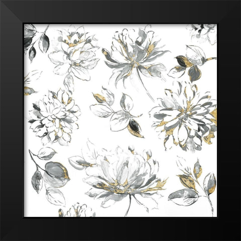 Flora Outlines  Black Modern Wood Framed Art Print by Jensen, Asia