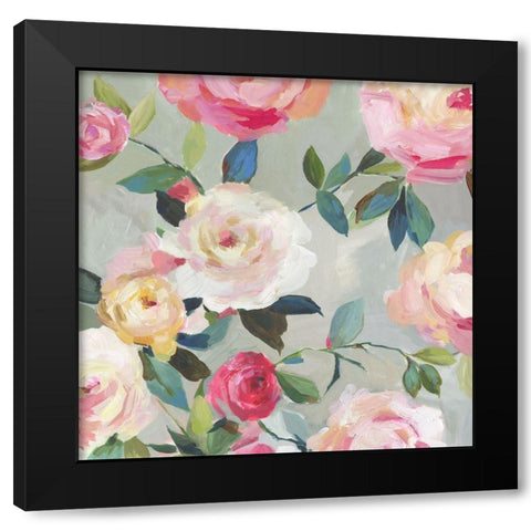 Cascade of Roses II  Black Modern Wood Framed Art Print with Double Matting by Jensen, Asia