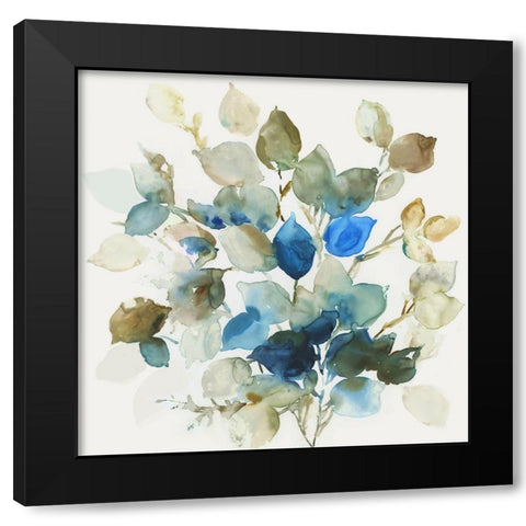 Blue Leaves II  Black Modern Wood Framed Art Print with Double Matting by Jensen, Asia