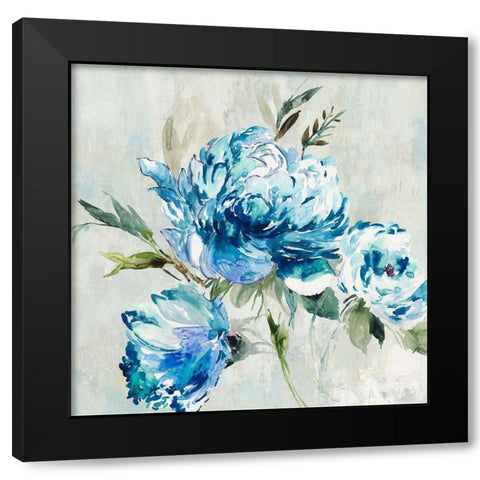 Blue Peony I  Black Modern Wood Framed Art Print by Jensen, Asia