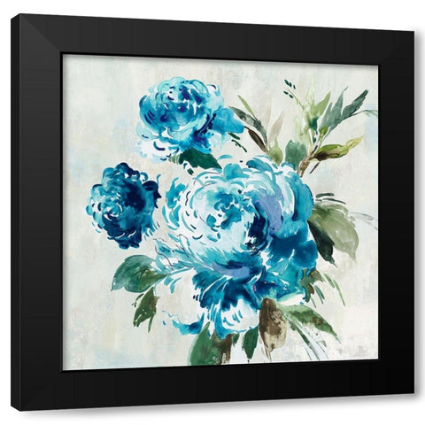 Blue Peony II  Black Modern Wood Framed Art Print with Double Matting by Jensen, Asia