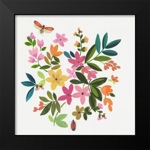 Folky Flowers I  Black Modern Wood Framed Art Print by Jensen, Asia