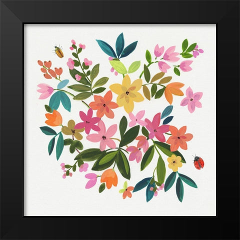 Folky Flowers II  Black Modern Wood Framed Art Print by Jensen, Asia