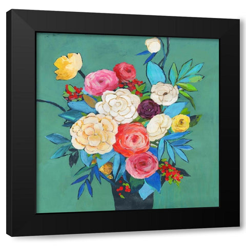 Folk Bouquet  Black Modern Wood Framed Art Print by Jensen, Asia