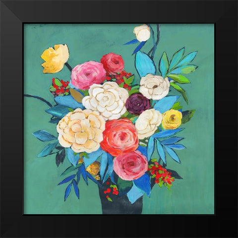 Folk Bouquet  Black Modern Wood Framed Art Print by Jensen, Asia