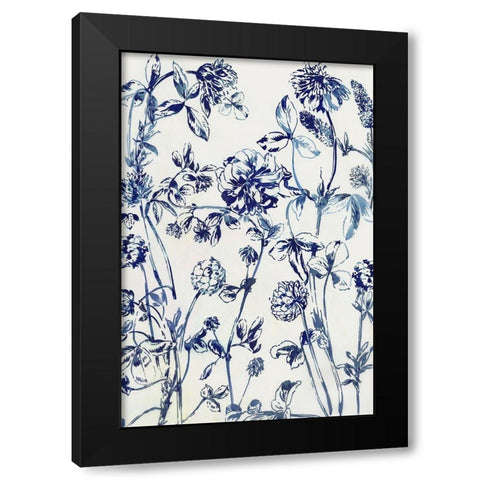 Blue Bloom Black Modern Wood Framed Art Print by Jensen, Asia