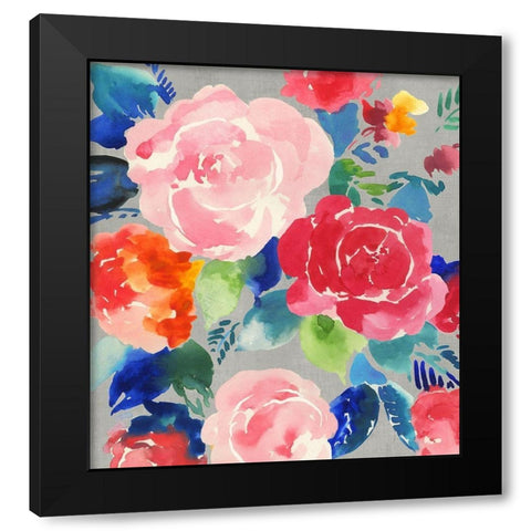 Bright Floral  Black Modern Wood Framed Art Print by Jensen, Asia