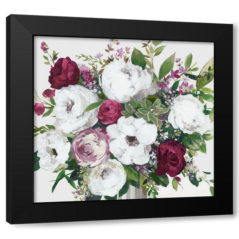 Burgundy Splashes Black Modern Wood Framed Art Print by Jensen, Asia