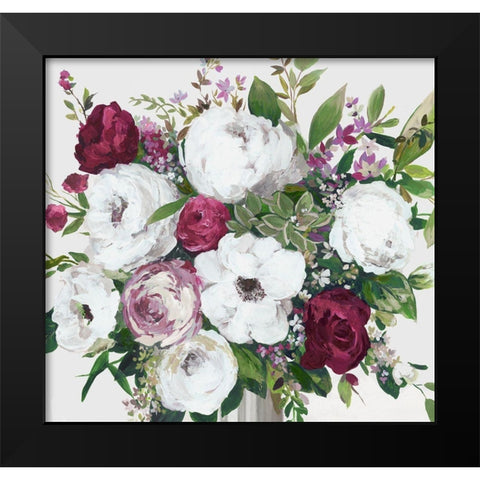 Burgundy Splashes Black Modern Wood Framed Art Print by Jensen, Asia