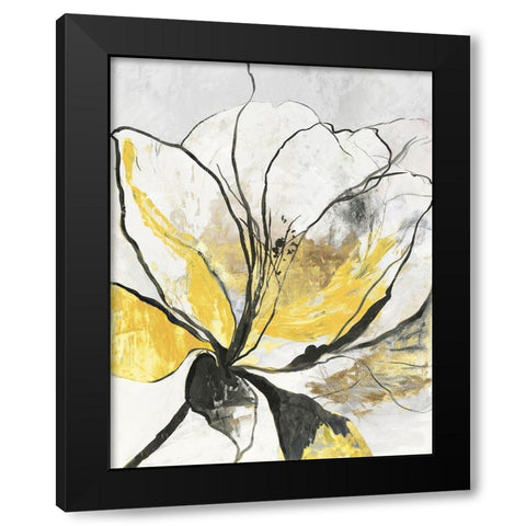 Outlined Floral I Yellow Version Black Modern Wood Framed Art Print by Jensen, Asia