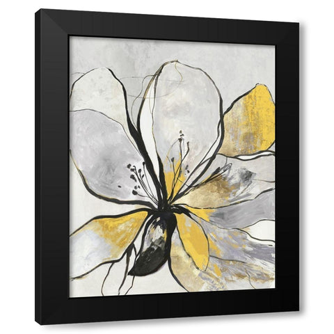 Outlined Floral II Yellow Version Black Modern Wood Framed Art Print by Jensen, Asia