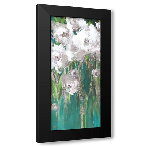 Roses on Teal I  Black Modern Wood Framed Art Print by Jensen, Asia