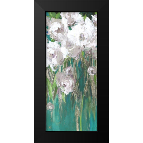 Roses on Teal I  Black Modern Wood Framed Art Print by Jensen, Asia