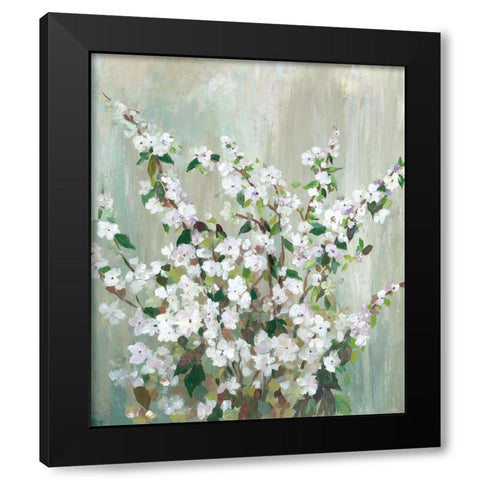 Teal Bloom Black Modern Wood Framed Art Print with Double Matting by Jensen, Asia