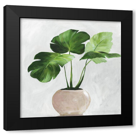 Potted Green Leaves  Black Modern Wood Framed Art Print with Double Matting by Jensen, Asia