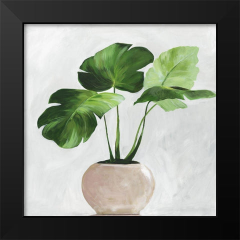 Potted Green Leaves  Black Modern Wood Framed Art Print by Jensen, Asia