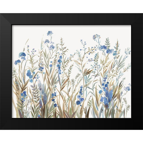 Field of Wild Blue Flowers  Black Modern Wood Framed Art Print by Jensen, Asia
