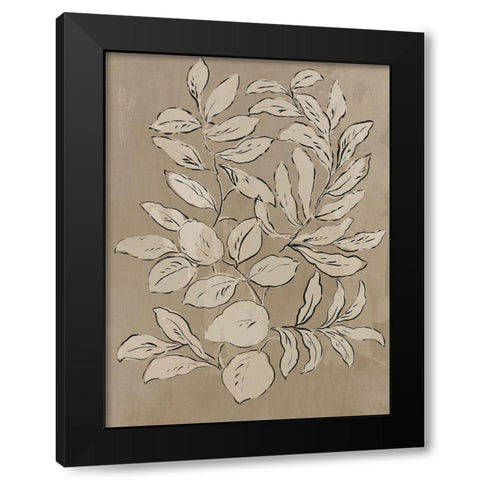 Leaves Sketches II Black Modern Wood Framed Art Print with Double Matting by Jensen, Asia