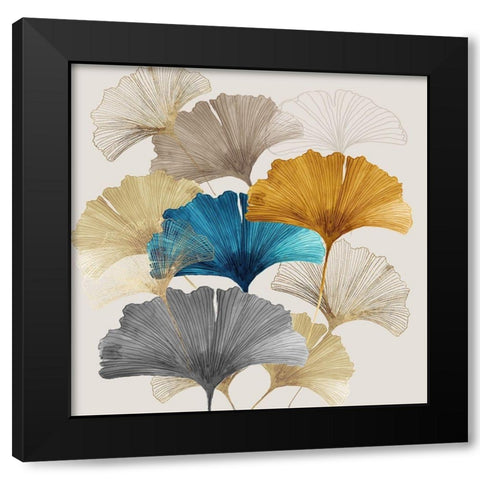 Golden Ginko II  Black Modern Wood Framed Art Print by Jensen, Asia