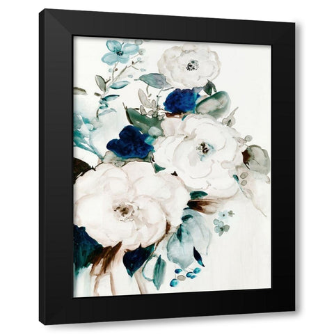 White and Blue Peonies  Black Modern Wood Framed Art Print with Double Matting by Jensen, Asia