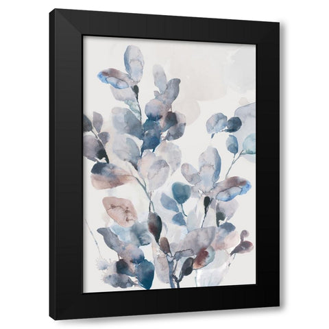 Blue Boho Leaves II Black Modern Wood Framed Art Print with Double Matting by Jensen, Asia