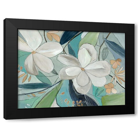 Blue Floral Delight Black Modern Wood Framed Art Print by Jensen, Asia