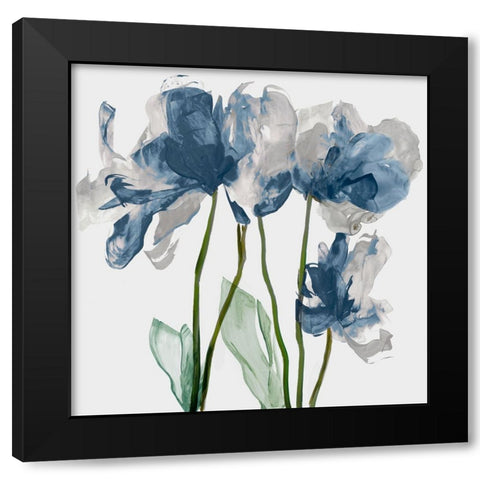 Blue Floral Radiance I Black Modern Wood Framed Art Print by Jensen, Asia