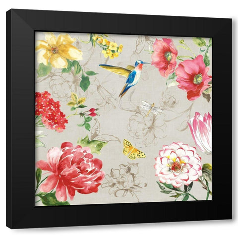 Hummingbird Botanical I Black Modern Wood Framed Art Print with Double Matting by Jensen, Asia