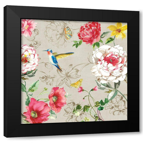 Hummingbird Botanical II Black Modern Wood Framed Art Print with Double Matting by Jensen, Asia