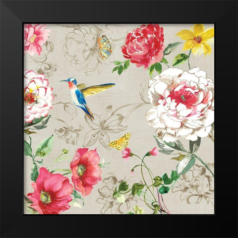 Hummingbird Botanical II Black Modern Wood Framed Art Print by Jensen, Asia